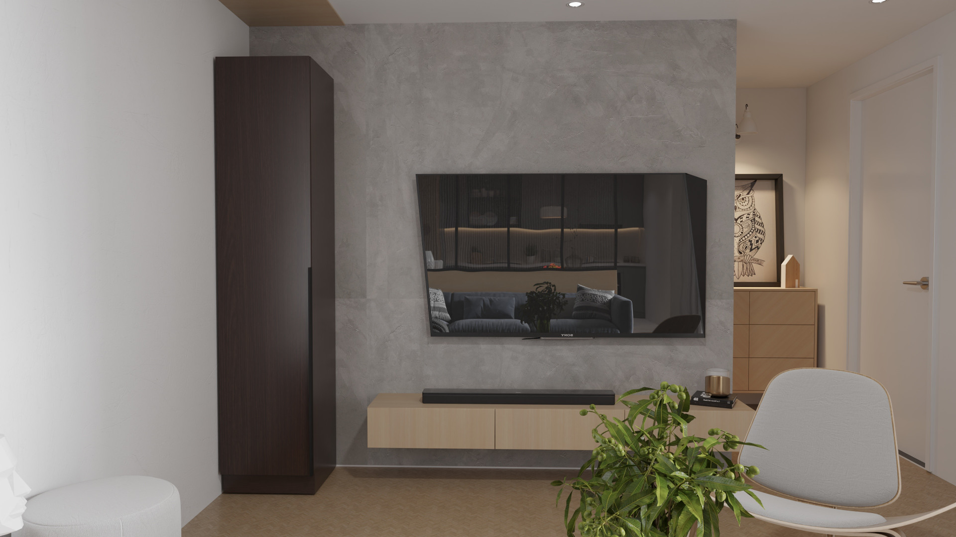 Шкаф-пенал с полками на 2 шухляды и 1 дверь ViA- Сити С-4