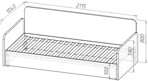 Детская односпальня кровать с ортопедическими ламелями KOD- КР-ДЕТ-МД