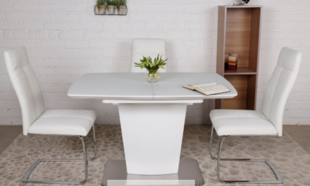 Стол обеденный модерн NL- CHICAGO (Чикаго) белый стекло сатин