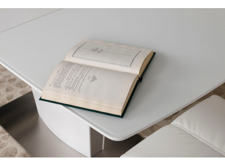 Стол обеденный модерн NL- CHICAGO (Чикаго) белый стекло сатин