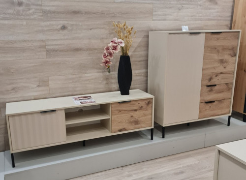 Тумба под телевизор Perfect Home Рейв / Rave 2-дверная 2D/153 Беж/викинг