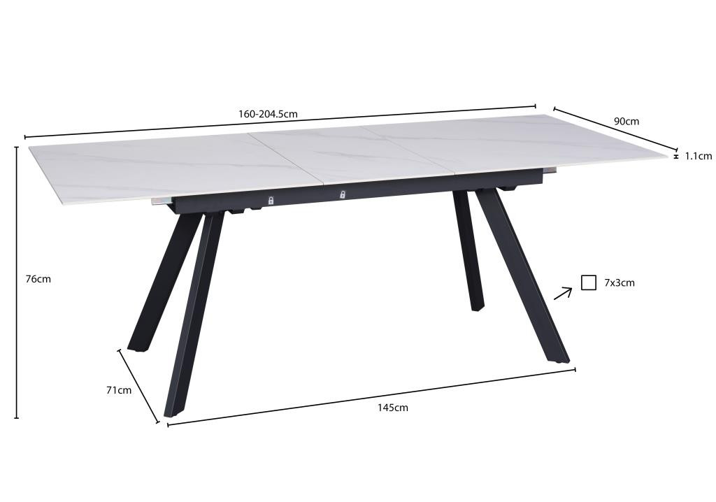 Стол керамический Avn- MARS 160-205x90 Ceramic White