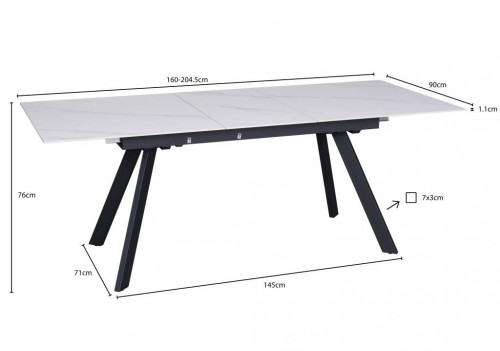 Стол керамический Avn- MARS 160-205x90 Ceramic White