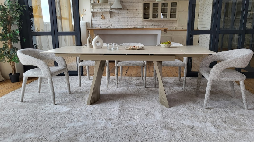 Стол керамический раскладной VTR- ТМL-985 (Олимпия) крема марфиль