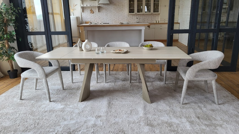 Стол керамический раскладной VTR- ТМL-985 (Олимпия) крема марфиль