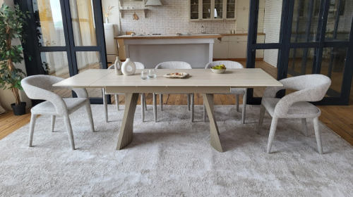 Стол керамический раскладной VTR- ТМL-985 (Олимпия) крема марфиль