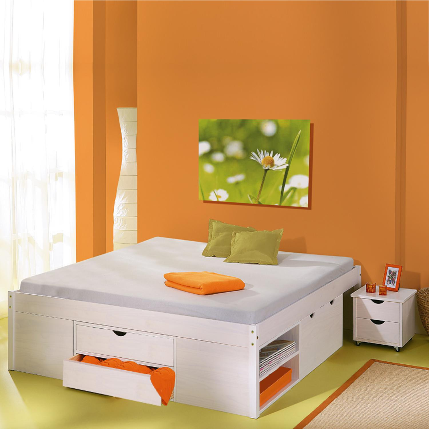 IDEA Многофункциональная двуспальная кровать KLASA белая 180x200