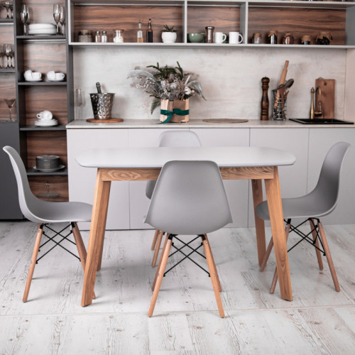 Кухонный комплект Ont- Винцензо 120 серый стол + 4 Стула Classic (Осако) 
