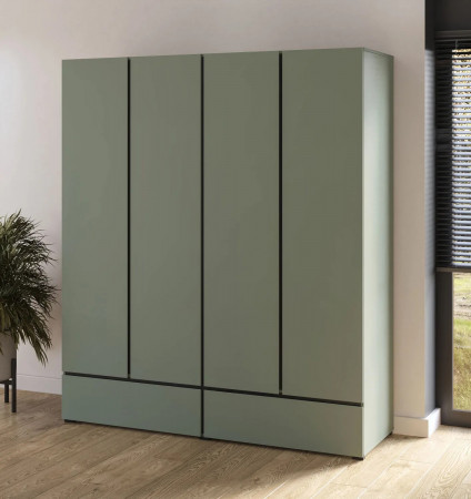 Шкаф на 4 двери с 2 ящиками  Helvetia CROSS S 24GWMY20 (дымчатый зеленый/черный)