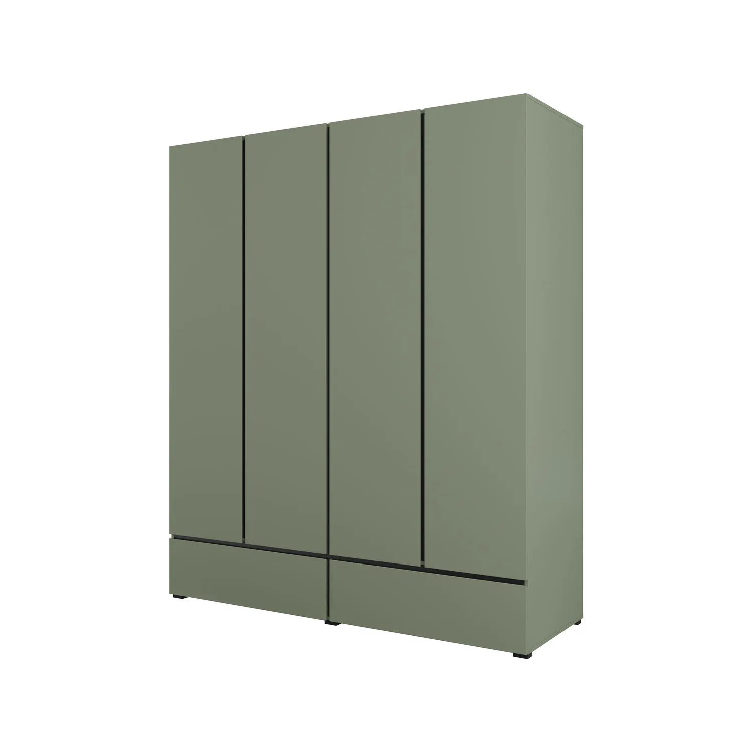 Шкаф на 4 двери с 2 ящиками  Helvetia CROSS S 24GWMY20 (дымчатый зеленый/черный)