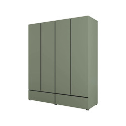 Шкаф на 4 двери с 2 ящиками  Helvetia CROSS S 24GWMY20 (дымчатый зеленый/черный)