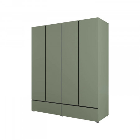 Шкаф на 4 двери с 2 ящиками  Helvetia CROSS S 24GWMY20 (дымчатый зеленый/черный)
