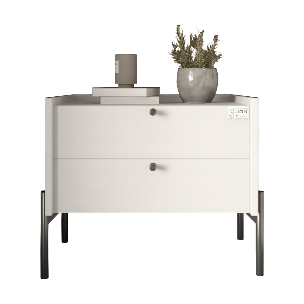 Тумба прикроватная Wood с двумя ящиками Антрацит 50х40х44см (черные ножки) (LION-041358)ТОП