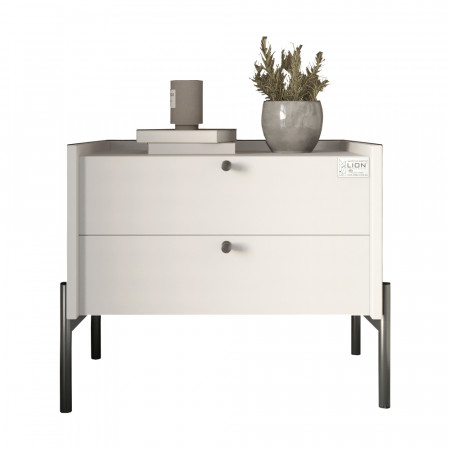 Тумба прикроватная LION- Wood с двумя ящиками Нимфея альба (черные ножки) (LION-041358)