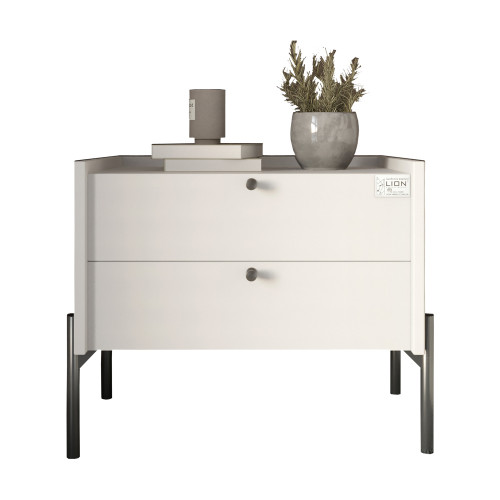 Тумба прикроватная Wood с двумя ящиками Антрацит 50х40х44см (черные ножки) (LION-041358)ТОП