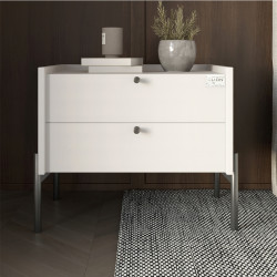 Тумба прикроватная Wood с двумя ящиками Антрацит 50х40х44см (черные ножки) (LION-041358)ТОП