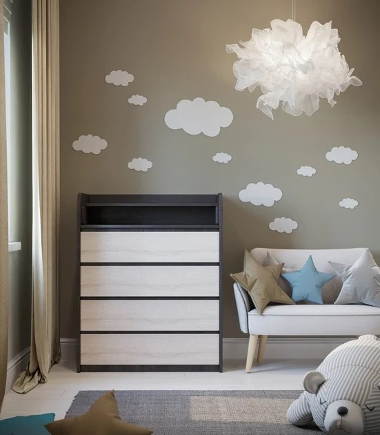 Комод пеленальный EVR- венге + фасад дуб молочный