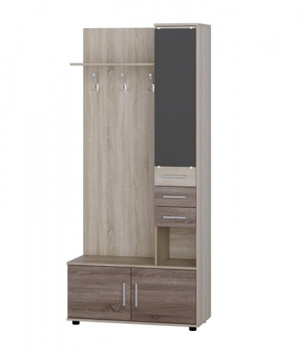 Прихожая с вешалкой и тумбой для обуви EVR- Ривьера дуб Сонома + трюфель