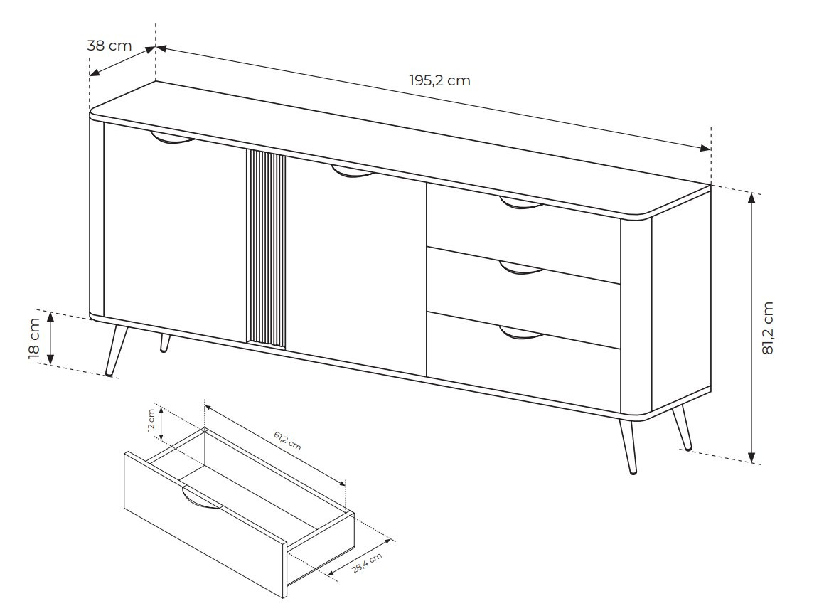 Комод Perfect home Veris 2D3S/195 (дуб дунин / черный)