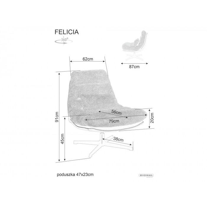 Кресло SIGNAL Felicia Raven цвет серый 18/ черный