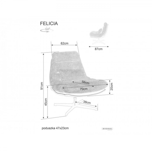 Кресло SIGNAL Felicia Raven цвет серый 18/ черный