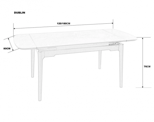 Стол раскладной INI- DUBLIN CERAMIC 120(180)*80 черный матовый/черный каркас  