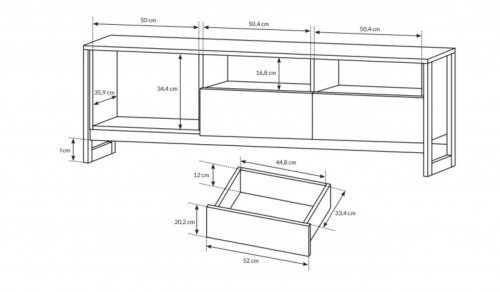 Тумба под телевизор Perfect Home Арден/Arden 1-дверная с 2 ящиками 1D2S/160 Дуб санд гранж/матера