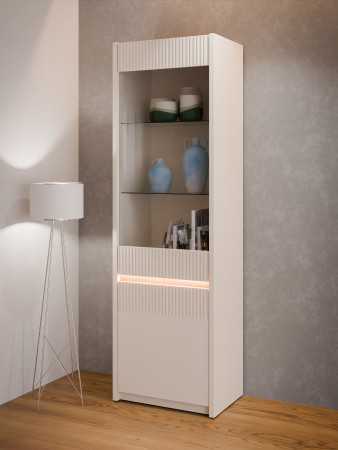 Витрина с освещением Л/П Forte OAK SQUERE OSQV811B песочный