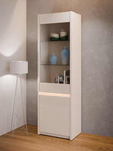 Витрина с освещением Л/П Forte OAK SQUERE OSQV811B песочный