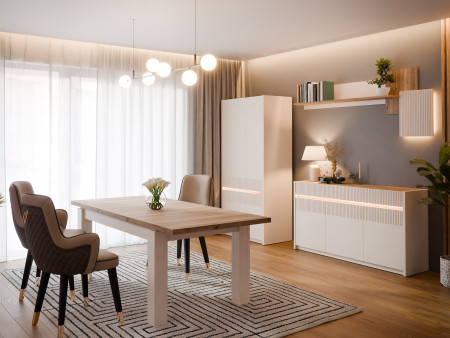 Витрина с освещением Л/П Forte OAK SQUERE OSQV811B песочный