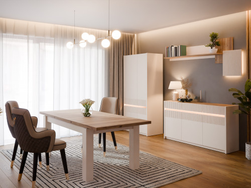Витрина с освещением Л/П Forte OAK SQUERE OSQV811B песочный