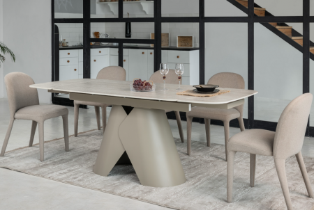 Стол керамический раскладной VTR- ТМL-997-1 (Парис) крема марфиль / бежевый   