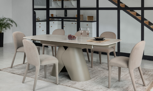 Стол керамический раскладной VTR- ТМL-997-1 (Парис) крема марфиль / бежевый   