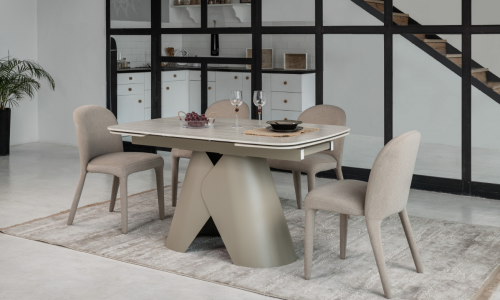 Стол керамический раскладной VTR- ТМL-997-1 (Парис) крема марфиль / бежевый   