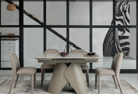 Стол керамический раскладной VTR- ТМL-997-1 (Парис) крема марфиль / бежевый   