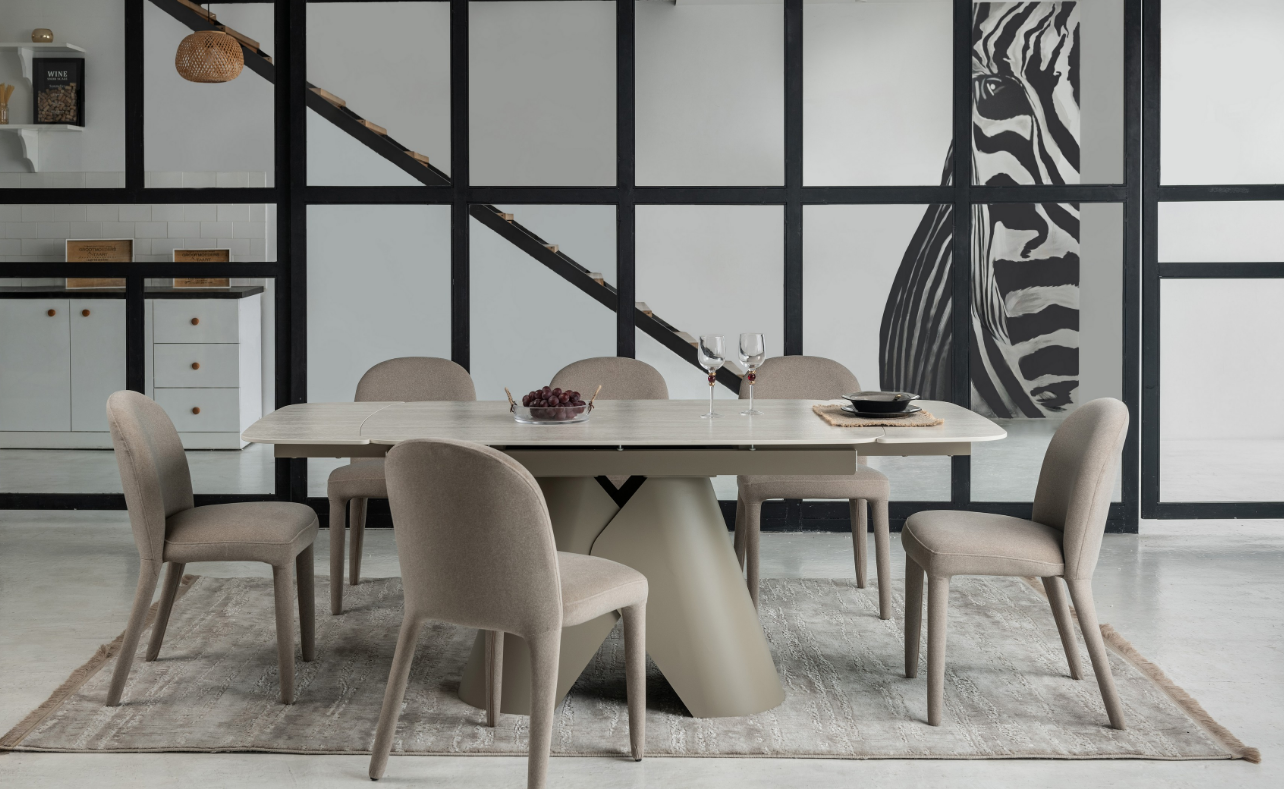 Стол керамический раскладной VTR- ТМL-997-1 (Парис) крема марфиль / бежевый   