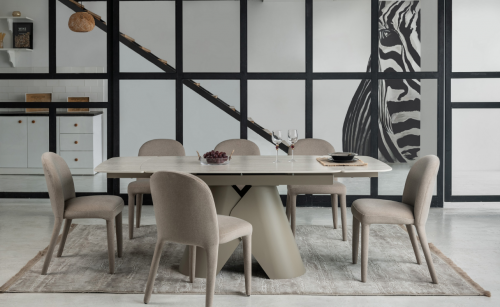 Стол керамический раскладной VTR- ТМL-997-1 (Парис) крема марфиль / бежевый   