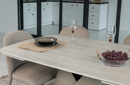 Стол керамический раскладной VTR- ТМL-997-1 (Парис) крема марфиль / бежевый   