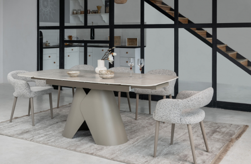 Стол керамический раскладной VTR- ТМL-997-1 (Парис) крема марфиль / бежевый   