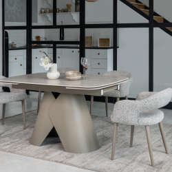 Стол керамический раскладной VTR- ТМL-997-1 (Парис) крема марфиль / бежевый   