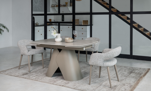 Стол керамический раскладной VTR- ТМL-997-1 (Парис) крема марфиль / бежевый   