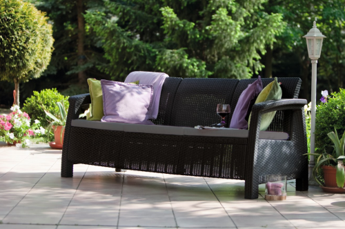 Диван пластиковый садовый  ECO- Keter Corfu Love seat max серый
