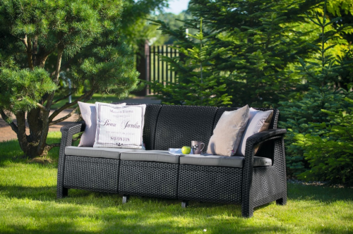 Диван пластиковый садовый  ECO- Keter Corfu Love seat max серый