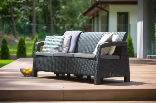 Диван пластиковый садовый  ECO- Keter Corfu Love seat max серый