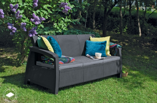 Диван пластиковый садовый  ECO- Keter Corfu Love seat max серый