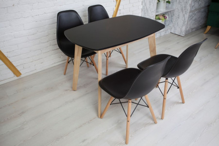 Кухонный комплект Ont- Винцензо 120 чёрный прямоугольный стол + 4 Стула Classic (Осако)