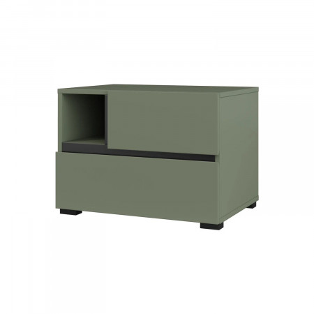 Тумбочка прикроватная Helvetia CROSS S 24GWMY22 (дымчатый зеленый/черный)