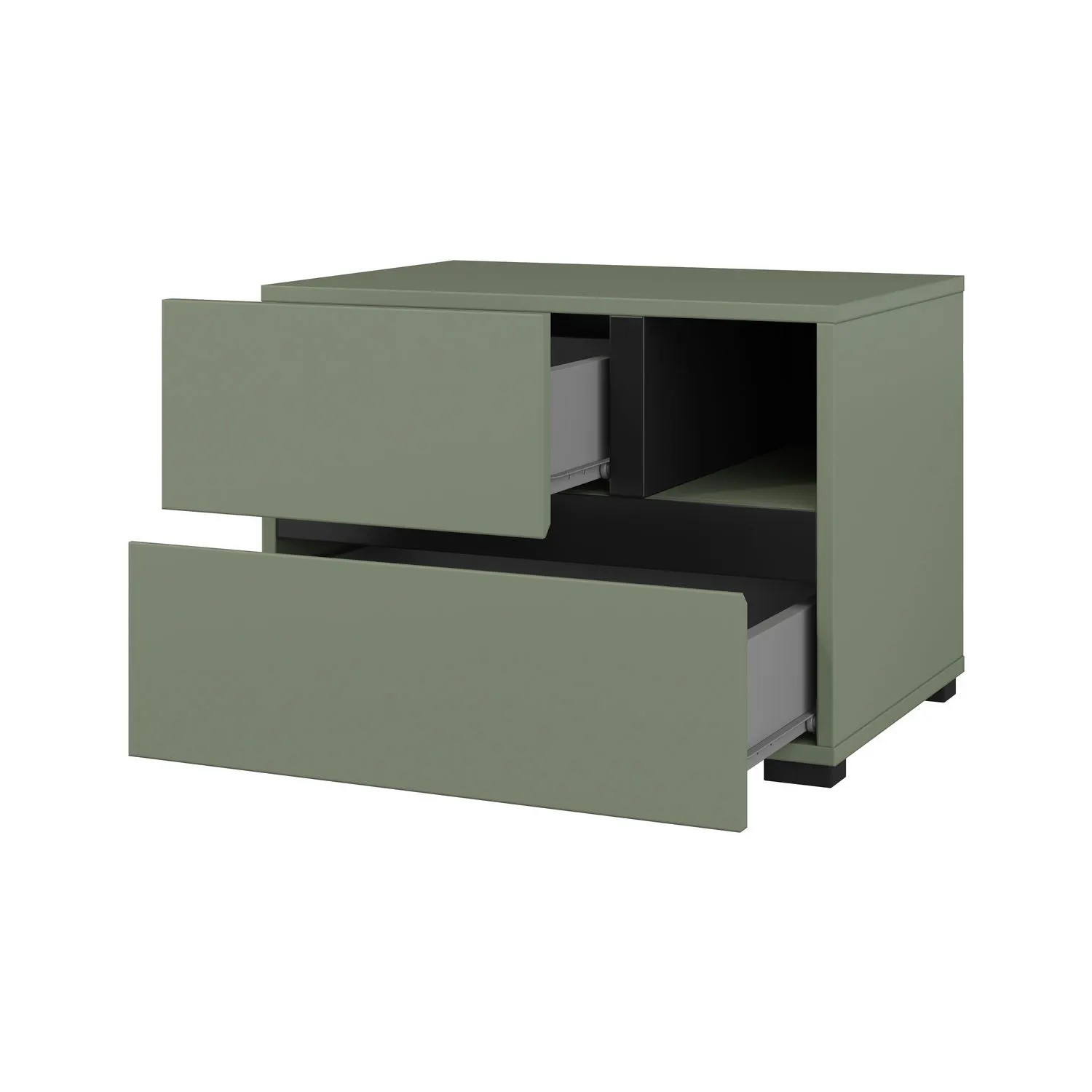 Тумбочка прикроватная Helvetia CROSS S 24GWMY22 (дымчатый зеленый/черный)