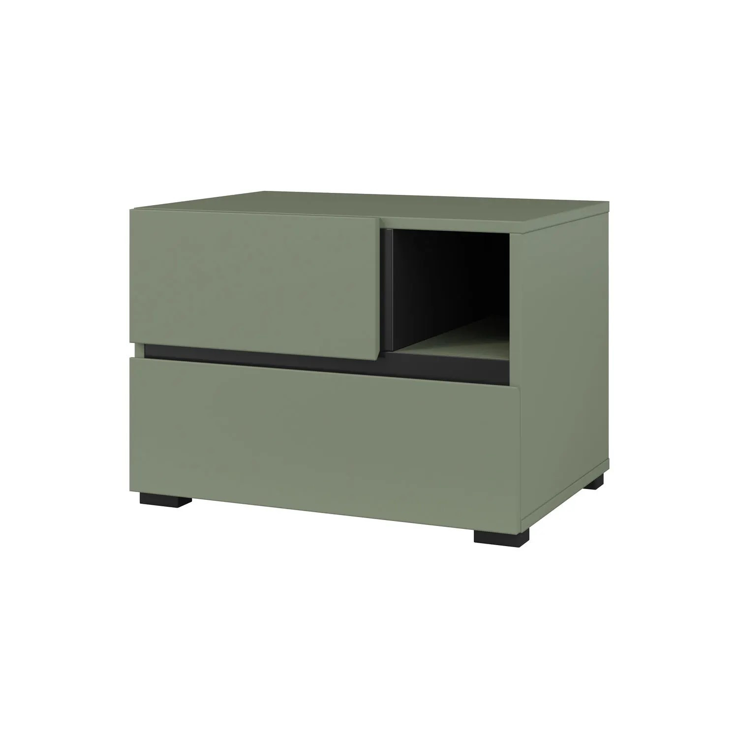 Тумбочка прикроватная Helvetia CROSS S 24GWMY22 (дымчатый зеленый/черный)