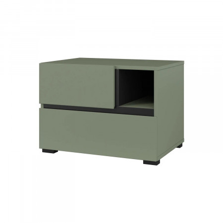 Тумбочка прикроватная Helvetia CROSS S 24GWMY22 (дымчатый зеленый/черный)